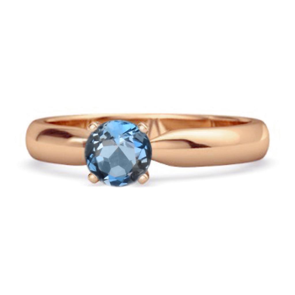 London Blue Topaz Classic Solitaire Ring - 925 Sterling Silver Rose Gold Vermeil