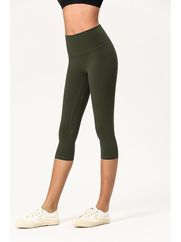 Женские двухсторонние отшлифованные штаны для йоги с высокой талией – телесного цвета, укороченные, облегающие, удобные для европейского и американского стилей