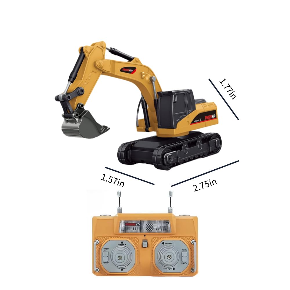 164 Scale Mini RC Forklift, 2.4G 10KMh Fully Proportional Mini RC Transport Vehicle with Controller, Cargo Hook, Forks, and Pallet (Excavator)