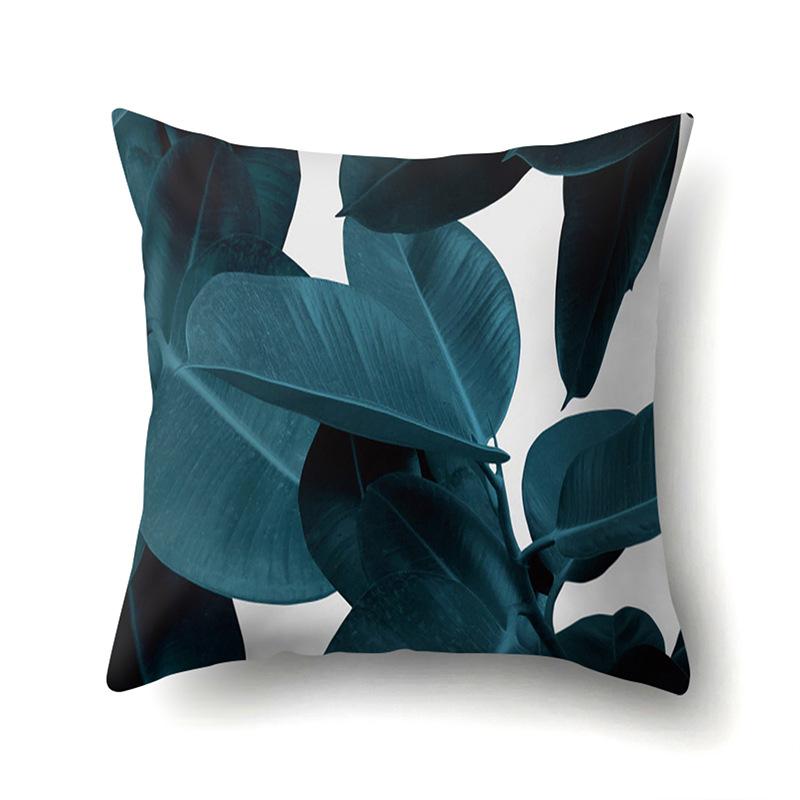 Polyester Pillowcase Ins Style Plant Flowers Nordic Printed Peach Leather Velvet Cushion Cover Sofa Waist Cushion Cover