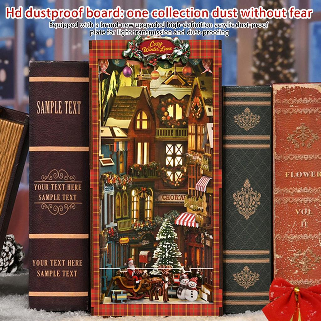 Набор «Книжный уголок на Рождество для взрослых», 3D деревянный пазл «Коттедж», Рождественские книги, Изысканные украшения для книжной полки на любой случай