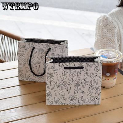 WTEMPO Креативные сумки-тоут с цветами для DIY, простые подарочные бумажные упаковочные пакеты, магазинные сумки для покупок, сумки для хранения вещей