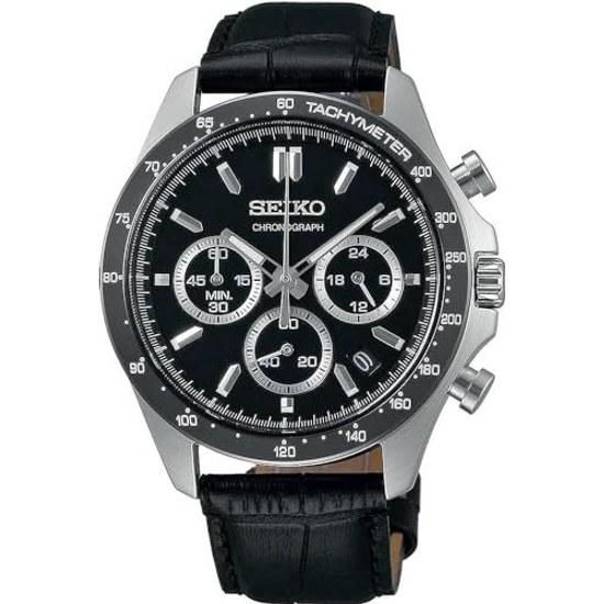 SEIKO 1 5-секундный хронограф Кварцевые наручные часы Мужские SBTR021 Черная кожа