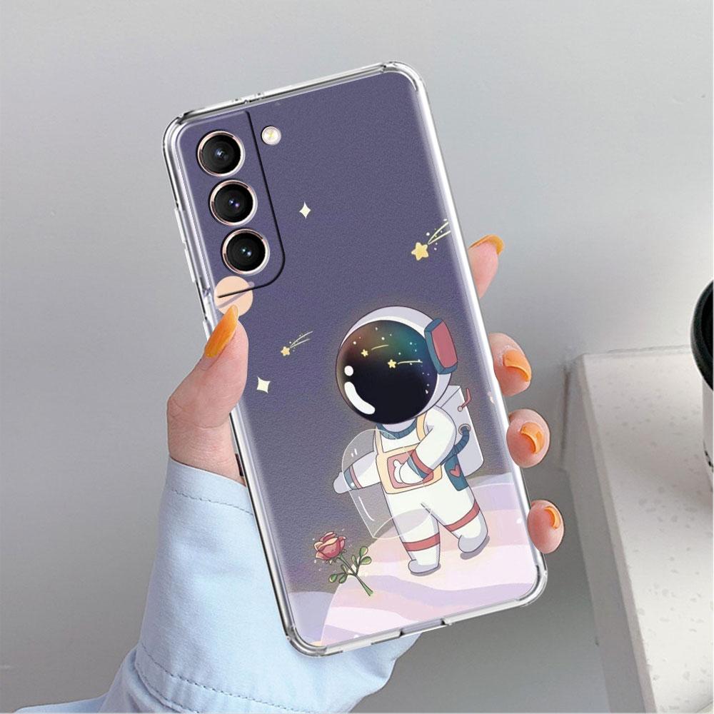 Прозрачный чехол 'Космонавт Вселенная' для Samsung Galaxy S22 S20 FE S21 S10 S9 Plus Note 20 Ultra 10 Lite Прозрачный корпус телефона