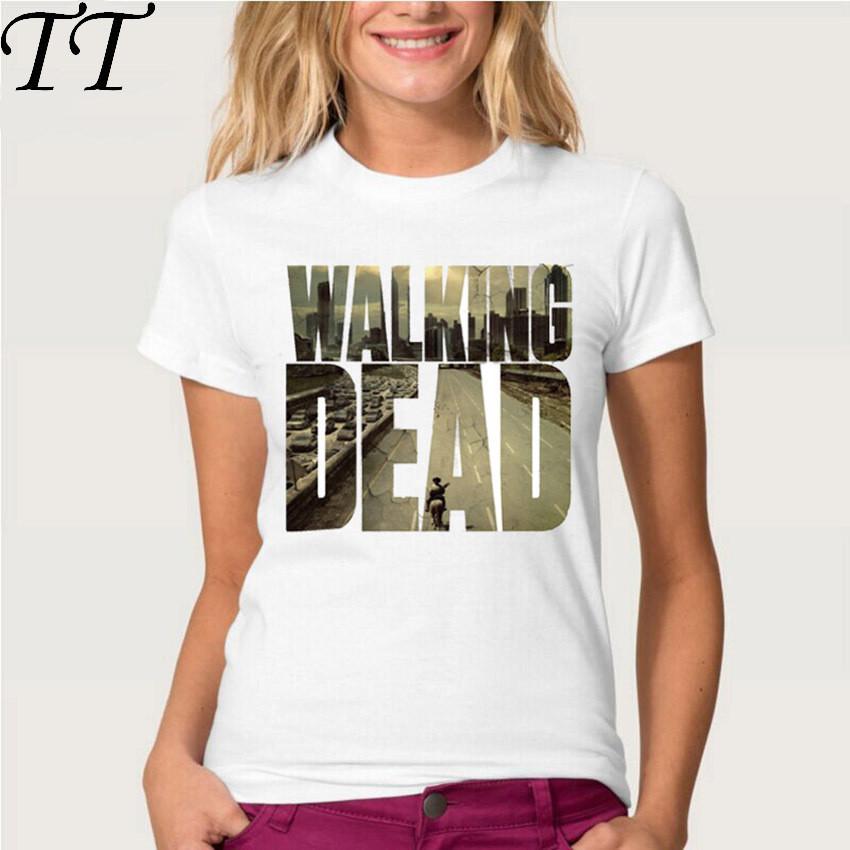 The walking dead print Tshirt womens short sleeve good quality casual girl Tops Tee Harajuku Brand Clothing