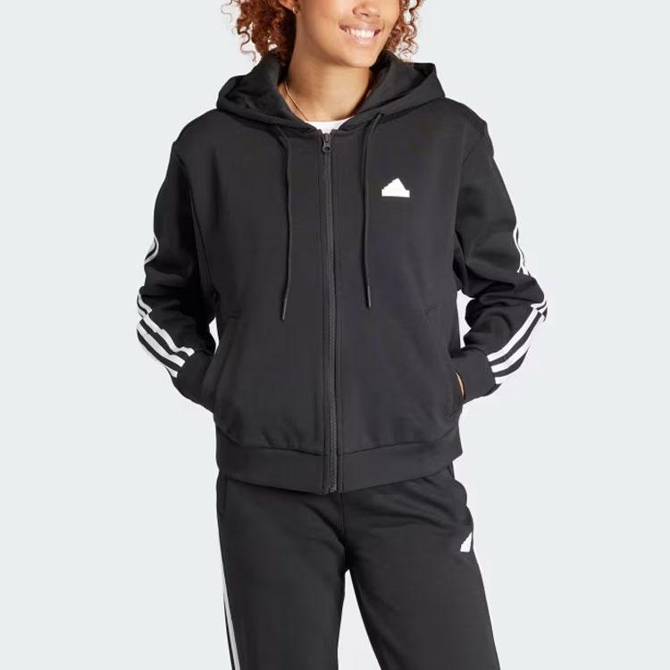 adidas Худи Future Icons с молнией и тремя полосками Черный Женский IN9475