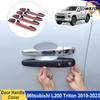 Накладки на дверные ручки для Mitsubishi L200 triton 2019-2025 с отверстием для ключа, внешние автозапчасти, матовый черный, автомобильные аксессуары, наклейки