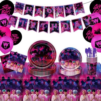 Охотники на демонов Шака Тема для мальчиков Бумажная тарелка Салфетка Скатерть Торт Удлинитель Баннер Украшения для вечеринки по случаю дня рождения