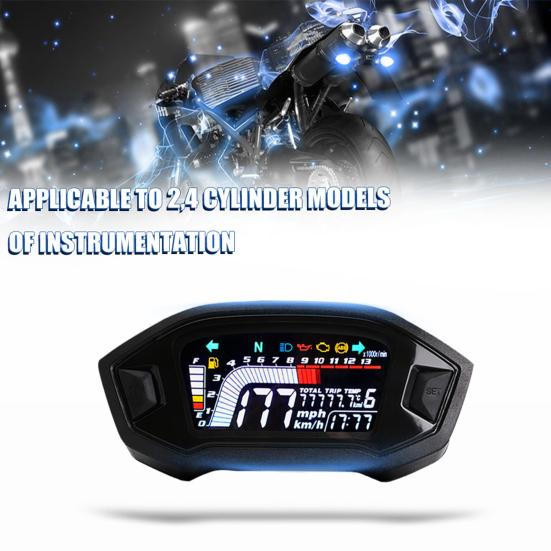 Universal Motorcycle Meter LCD Display ABS Speedometer Odometer Water Temp Gauge for Safe Driving