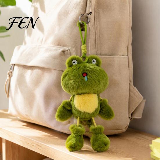 Soft Fluffy Plush Toy Funny Frog Keychain with Fragrance & Movable Limbs, Stuffed Animal Cute Bag Charm for Backpacks Keys, Decorative Hanging
