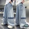 Boys' jeans summer 2026 new children's summer pants thin, medium to large, cool and wide leg pants trendy