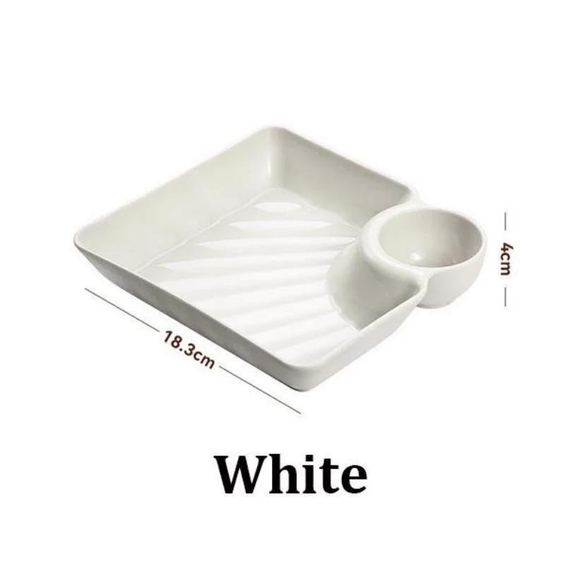 Тарелки для чипсов и соуса, пластиковая сервировочная тарелка, тарелка для пельменей с блюдцем для макания, разделенные сервировочные тарелки для закусок