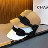 Hat Sun Hat Women's Sun Protection Summer Straw Woven Breathable Fashion Bow Equestrian Hat Seaside Vacation Style Cap