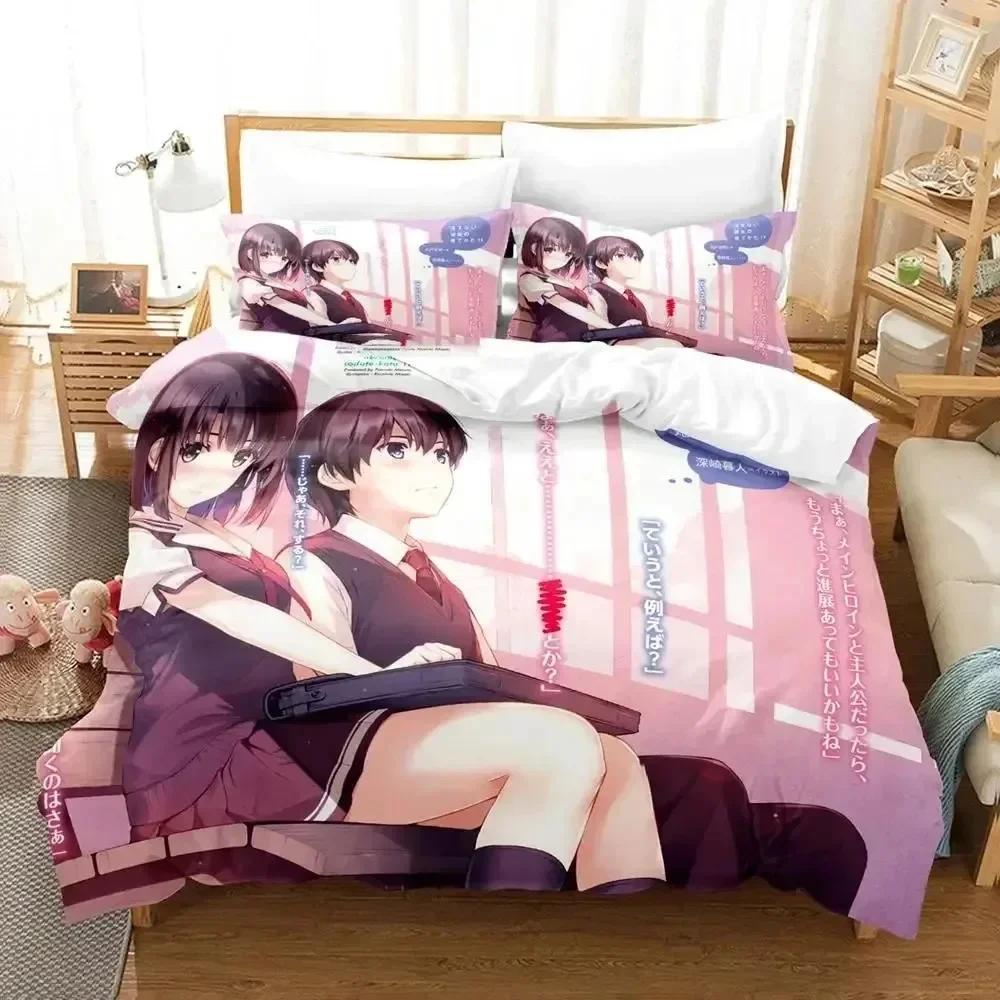 Luxury New 3D Print Anime Megumi Kato Saekano Bedding Set Duvet Cover Bed Set Quilt Cover Pillowcase Queen Boys Adult Bedding