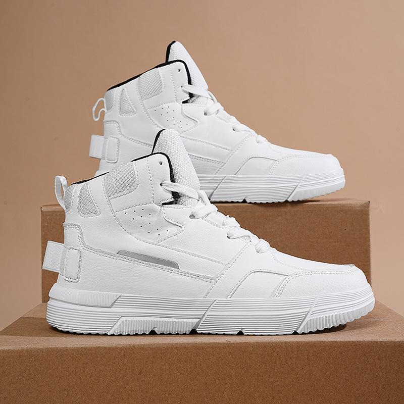 Белые высокие туфли мужские трендовые корейские версии осенне-зимние спортивные туфли для сноубординга 45 Утолщенные и расширенные мужские туфли больших размеров 46 47 48