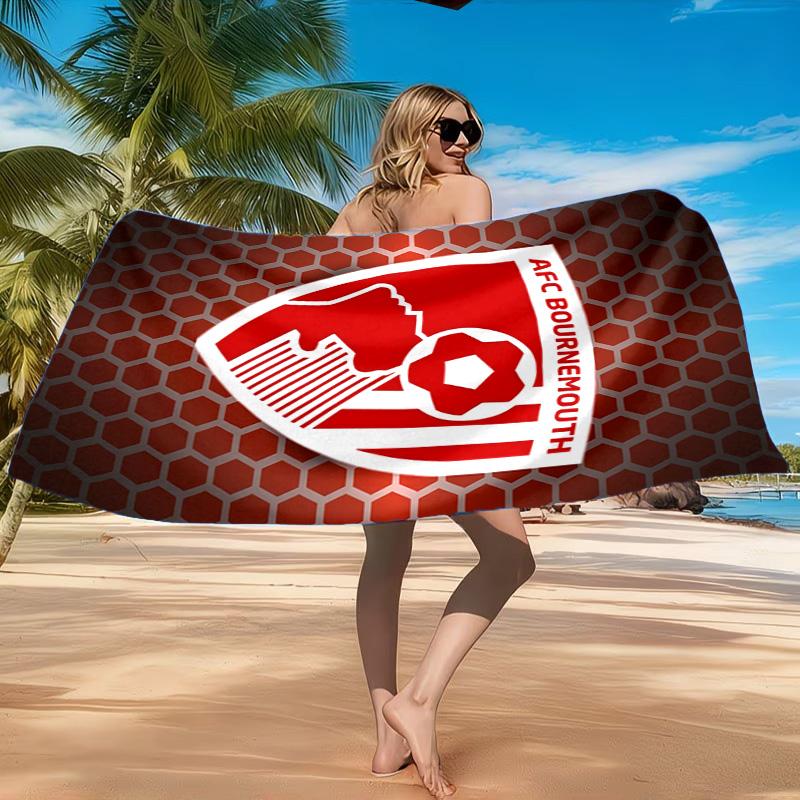 Soccer Ball Afc Crest Printed Microfiber Beach Towel, Soft And Absorbent, Quick-Dry, Ideal for Summer Travel, Beach Essential, Swimming Pool