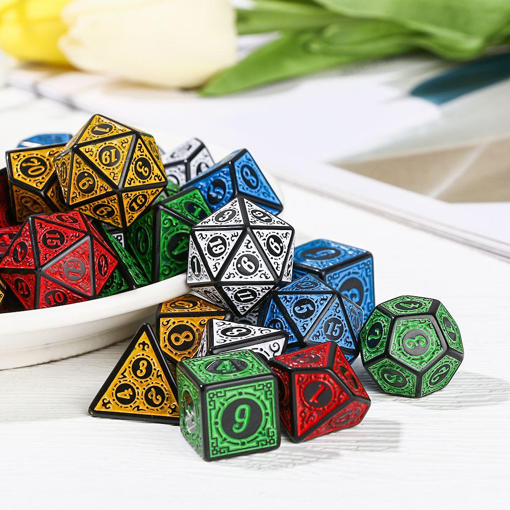 D12 D20 Для TRPG DND 7-гранный Набор кубиков Игровой аксессуар Радужный блеск
