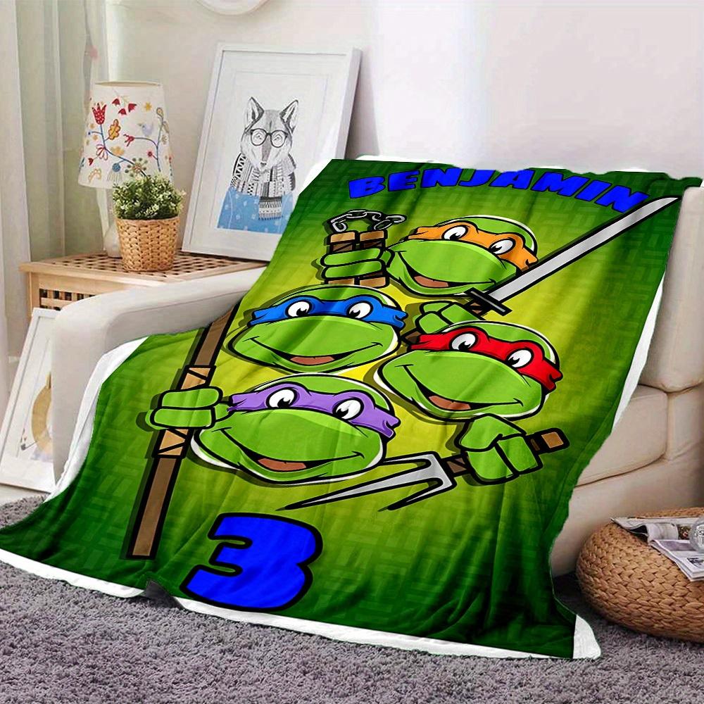 1pc Turtles,Benjamin,Number Digital Printed Flannel Blanket, Super Soft Plush Fleece Bed Cover, Multipurpose Four Seasons Hypoallergenic Qui