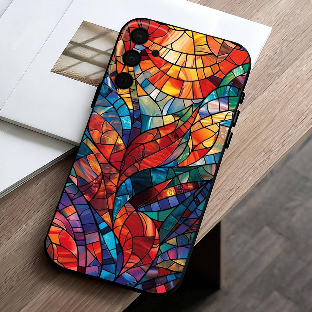 C-Цветной-L G-Стеклянный-S Чехол Для Телефона Samsung Galaxy A73,A72,A71,A70,A53,A52,A51,Другие Мягкий Черный Чехол