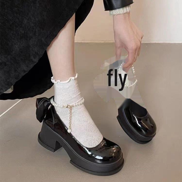 Женские туфли Mary Jane на высоком каблуке с бантом, весна/лето 2024 года, ретро