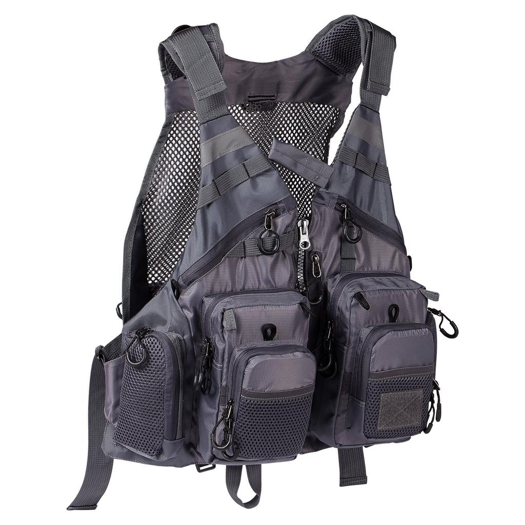 Bassdash Fishing Fishing Outdoor Multifunctional One Size Fits All Vest, Mesh, Top, Vest, Unisex,