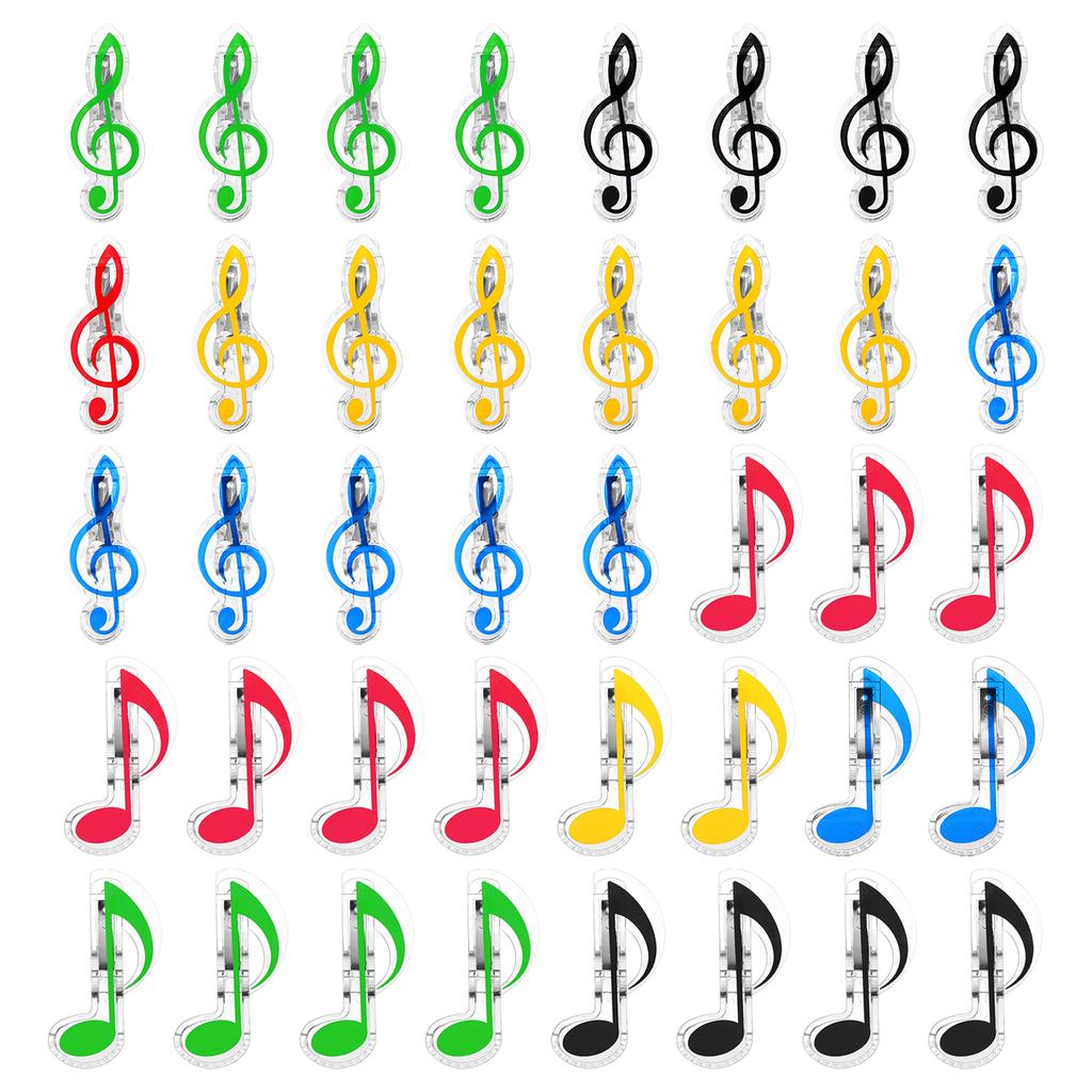 20/40Pcs Musical Note Clips Music Paper Clip Holder Plastic Music Book Clip Bookmarks Stationery Clips for Paper Book Notebook