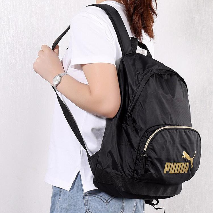Puma Logo Sports Fabric Backpack Medium Unisex Backpacks Black 075716-03