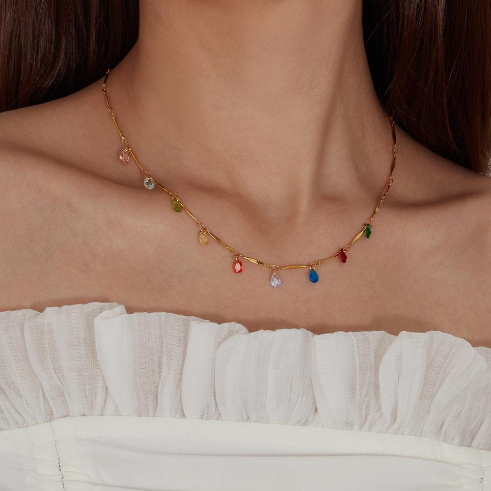 Европейская и американская персонализированная цепочка на ключицу с кисточками и кристаллами, модное ожерелье из нержавеющей стали для женщин