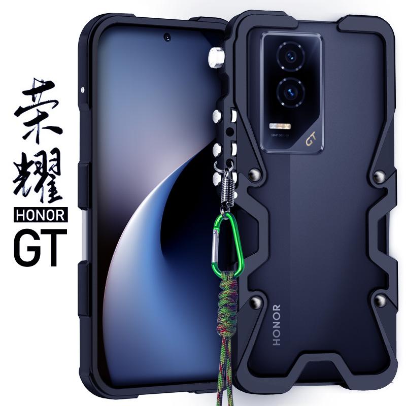 Luxury Armor Metal Aluminum Phone Bumper For Honor X70 X60 X50 X40 X80 X30 GT Pro Cover Mechanical Purely Handmade Skull Case