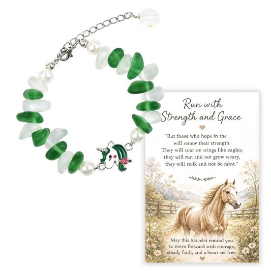 Natural Beach Glass Wristband Sea Blessing Bracelet Handmade Animal Charm Adjustable Ocean Turtle Hummingbird Jewelry Inspired Bracelets Inspirational