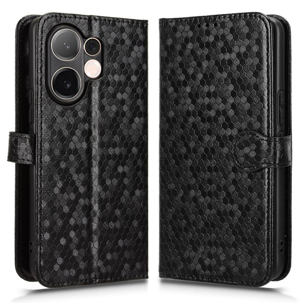 For Vivo V60 5G Wallet Case Dot Pattern Imprint PU Leather Phone Cover with Wrist Strap