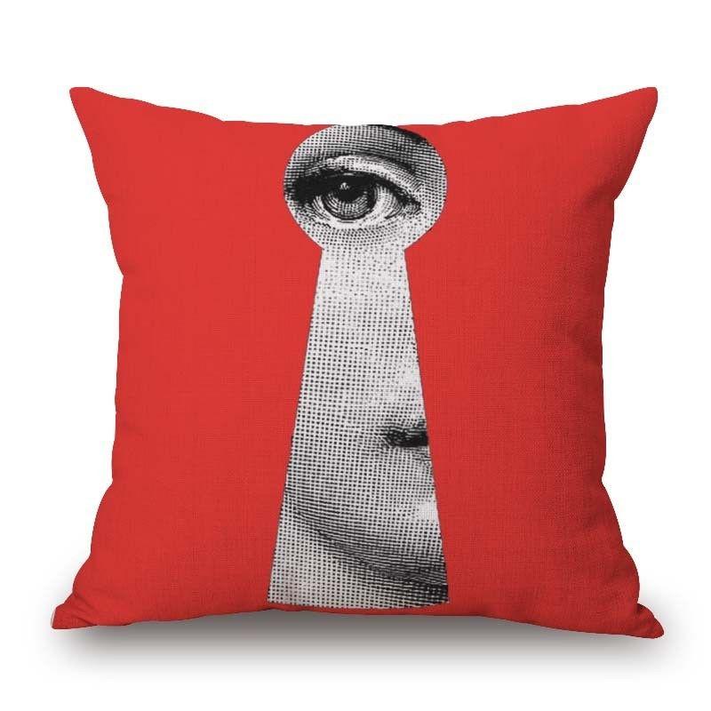 Винтажная льняная наволочка Piero Fornasetti с лицом, наволочка для диванной подушки, поясничная подушка, новый чехол