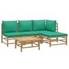 VidaXL Garden Lounge Set 5 Pcs with Cushions Green Bamboo 3155145