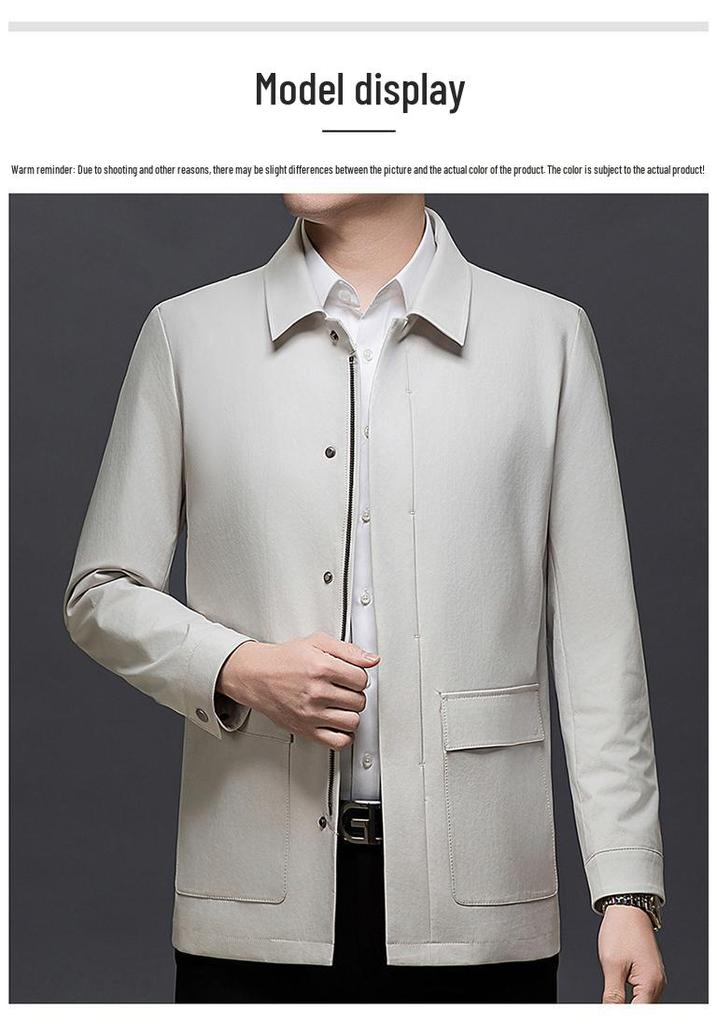 2026 Spring/Autumn New Men's Lapel Jacket - Trendy, Dad Style Business Casual, Middle-Aged Outerwear