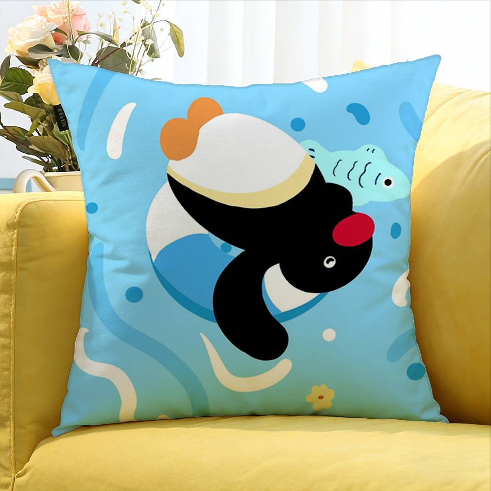 Cartoon Cute Pingu Penguin Various Sizes Square Pillow Case For Car Home Bedchamber Decor