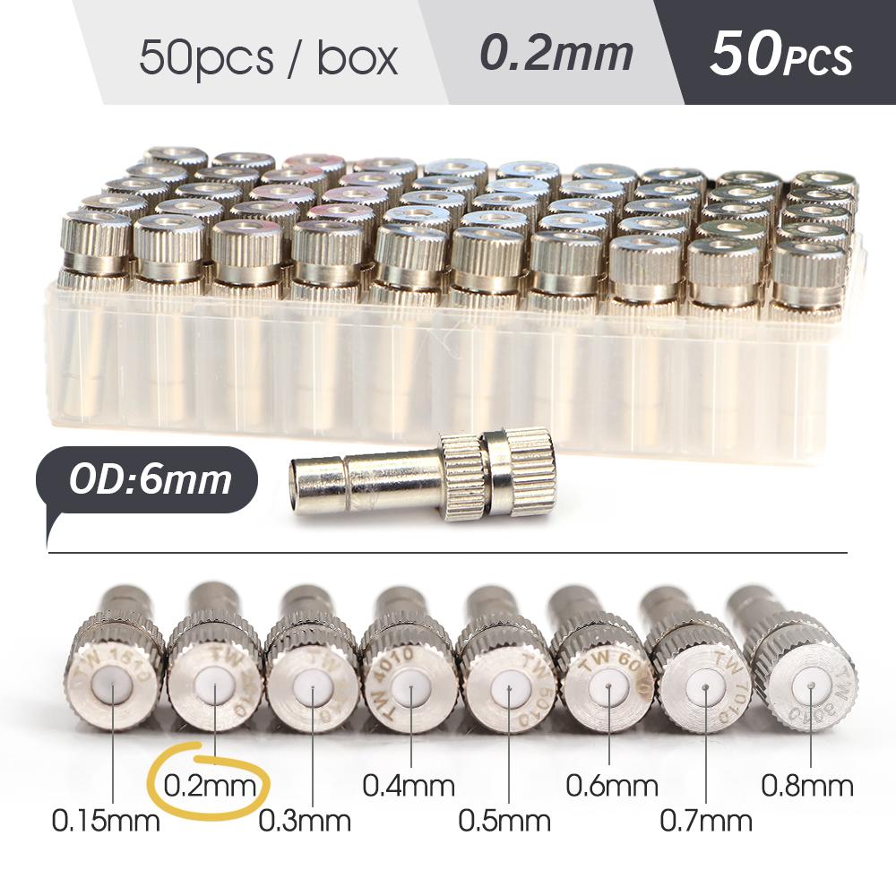 0.15-0.8mm Low-pressure Misting Nozzle 6mm Atomization Sprayer Quick Push Slip Lock for Garden Irrigation Humidification Cooling