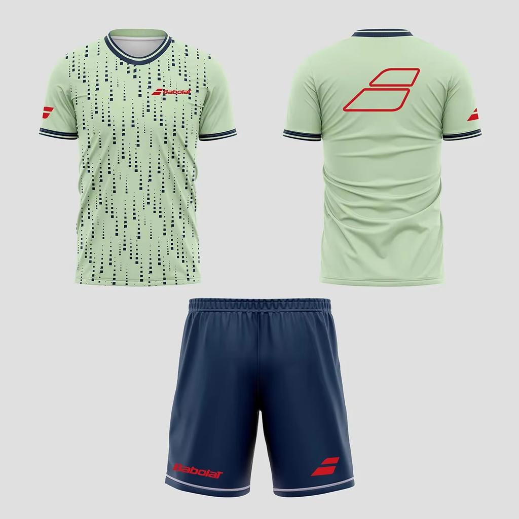 2025 New Men's Summer Tennis Breathable Set, Fast Drying Badminton Loose Set, Men's T-shirt and Short Sleeved Shorts Set, Lightw