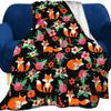 Cute cartoon fox digitalprinted polyester Bedroom velvet flannel cover blanket Fleece soft sofa cover blankets for beds