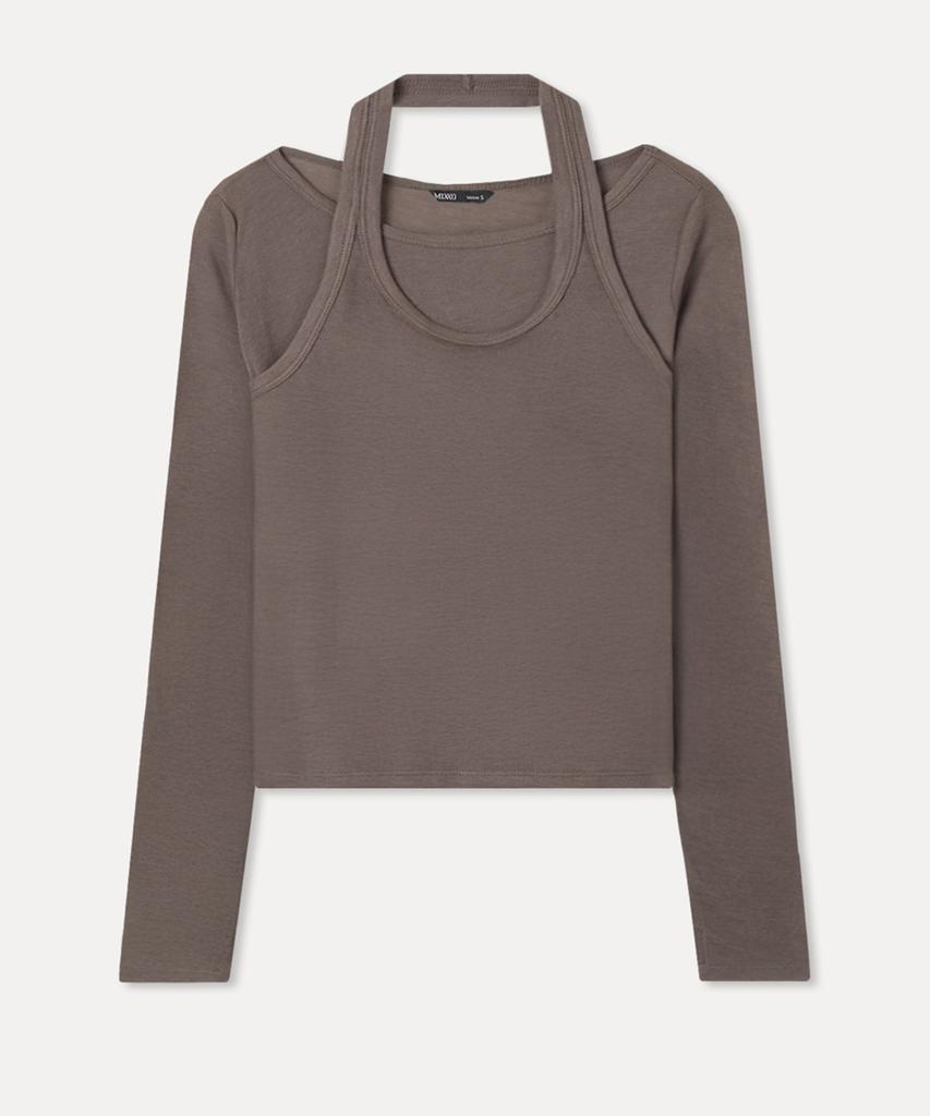 MIXXO Прозрачная футболка с длинным рукавом и вырезом-халтер Re Lwf912C_Miwlwg31Qa
