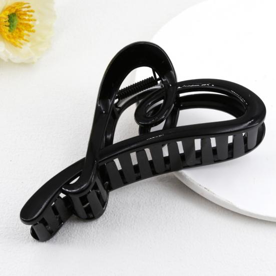 Women Hair Claw Heart Shape Grip Clip Anti-slip Teeth Back Head Hair Clip Transparent Leopard Pattern Large Shark Hair Claw Hair Accessories