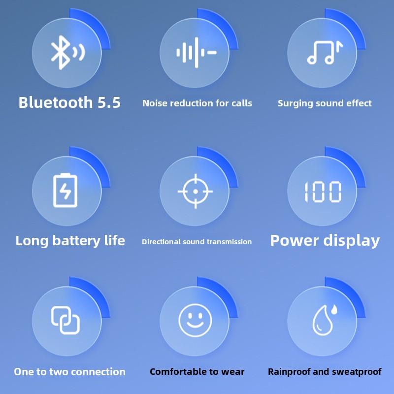 Bluetooth Headset Single Ear Air Conduction Not Into The Ear Hanging Ear Digital Display Motion Can Be Rotated Business
