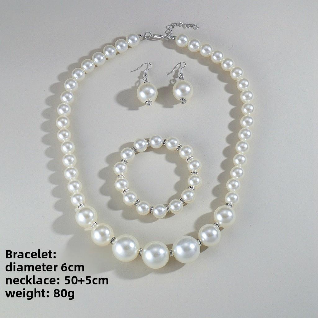 Pearl Jewelry Set With Geometric Pendant For Women And Men