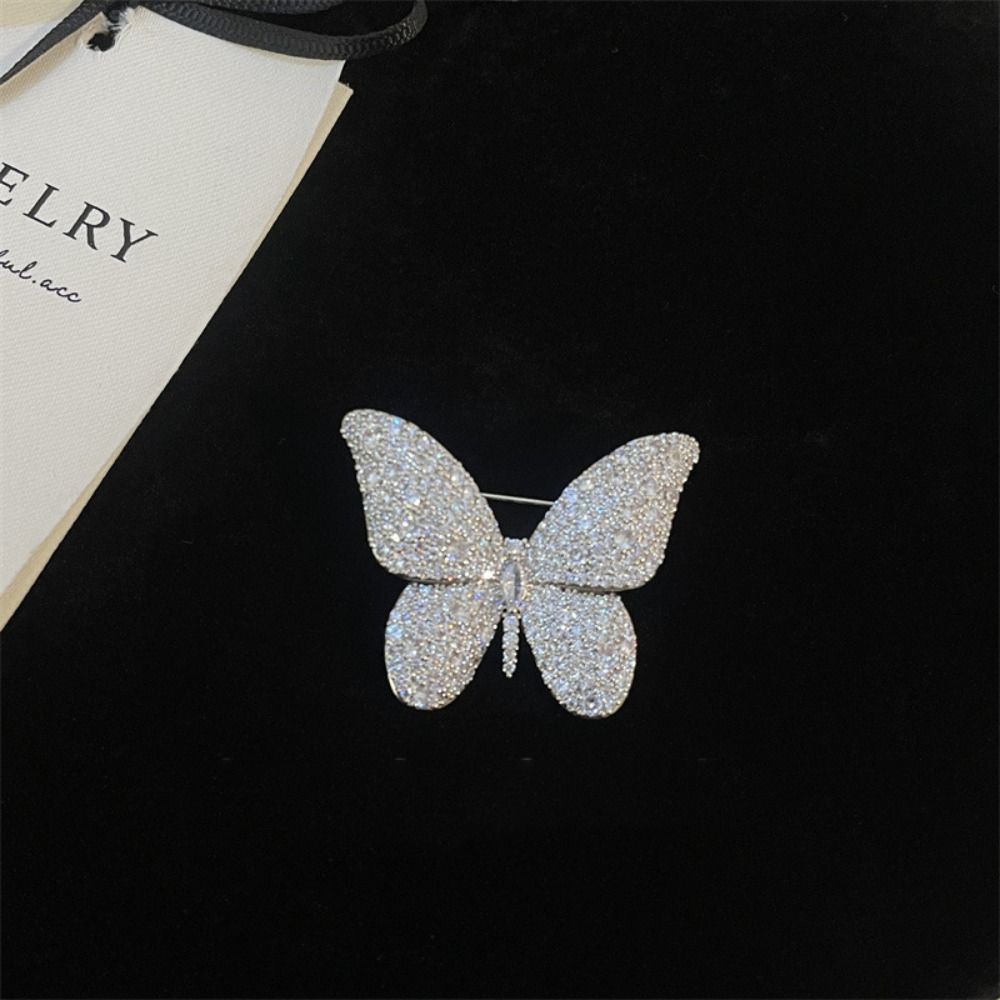Full Rhinestone Suit Collar Pin Korean Style Rhinestone Brooch Rhinestone Butterfly Brooch  Girls
