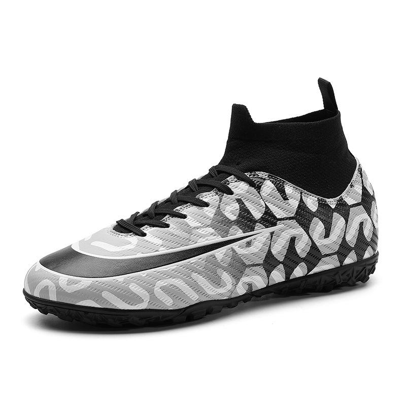 Large Size Football Shoes Men's High Top Teen Students TF Shredded Nails AG Spikes Competition Training Football Shoes
