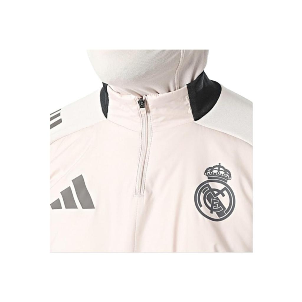 Adidas Футболка Real Madrid Tiro 24 Winterized с принтом логотипа, воротником-молнией, облегающая, с длинным рукавом, мужская, светло-фиолетовая IT5141