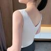 Женский летний простой атмосферный универсальный жилет с V-образным вырезом спереди и сзади на тонких бретелях, модный топ без рукавов