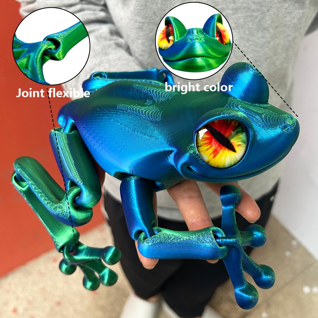 Лягушка, статуэтка, напечатанная на 3D-принтере, Гибкое животное, напечатанное на 3D-принтере, Цветные статуэтки-фигурки, Подарки, 38 см / 14,96 дюйма, 16,5 см / 6,5 дюйма