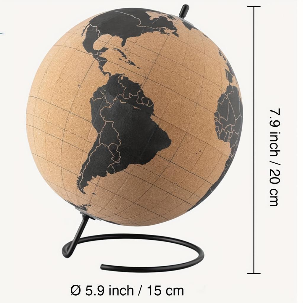 Cork Globe Holder DIY Creative Office Desktop Decor Globe Ornament Unique Message Board Softwood Earth Travel Commemoration Gift
