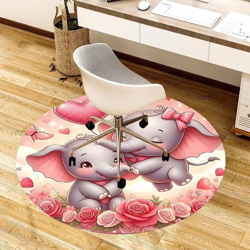 1PC Elephant Non-Slip Floor Round carpet, Office, family, bedroom, Large Area Rug Indoor Rugs, Durable PolyesterH0372