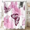 Vintage Butterfly Bath Mat Design Printed Shower Curtain Waterproof Decorative Bathroom Supplies Pink Butterflies Edition